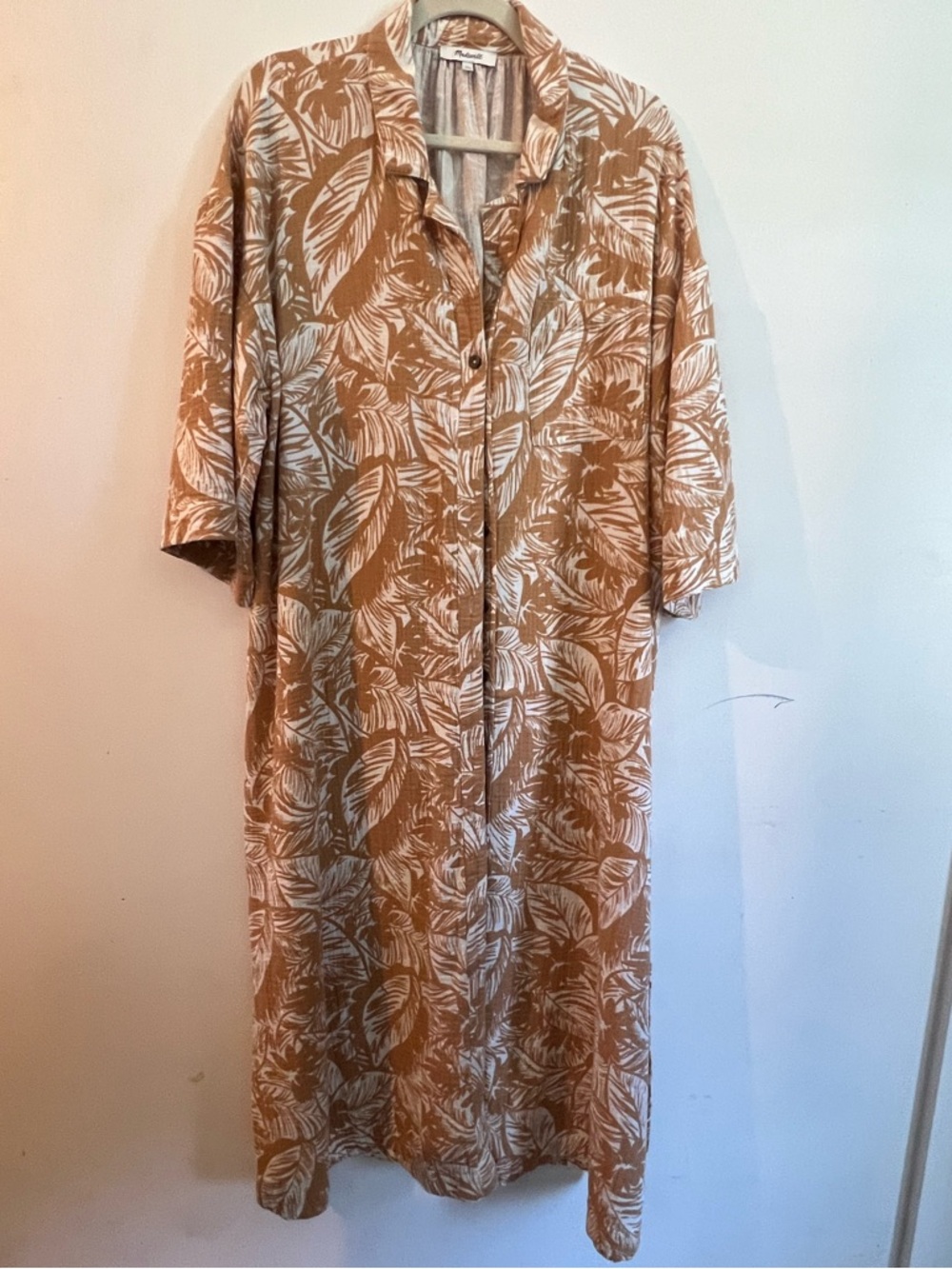Madewell Lightestspun Cover-Up Maxi Shirtdress in Earthen Sand. XL